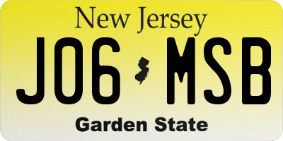 NJ license plate J06MSB