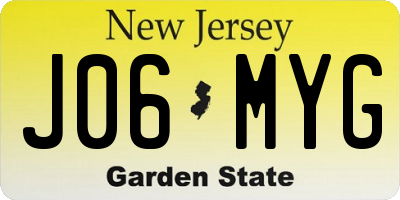 NJ license plate J06MYG