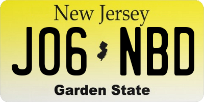NJ license plate J06NBD