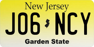 NJ license plate J06NCY