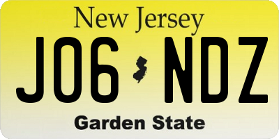 NJ license plate J06NDZ