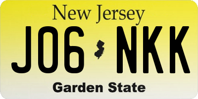NJ license plate J06NKK