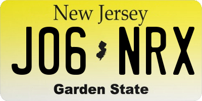 NJ license plate J06NRX