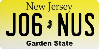 NJ license plate J06NUS