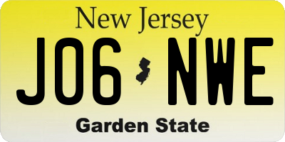 NJ license plate J06NWE