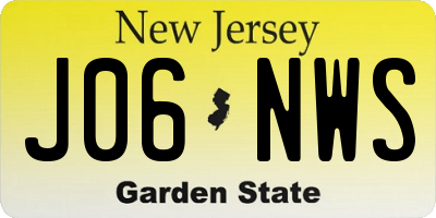 NJ license plate J06NWS