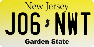 NJ license plate J06NWT