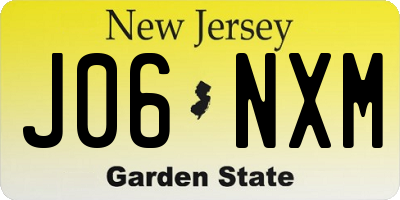 NJ license plate J06NXM