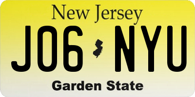 NJ license plate J06NYU
