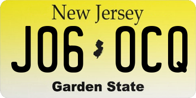 NJ license plate J06OCQ