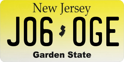 NJ license plate J06OGE