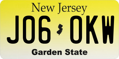 NJ license plate J06OKW