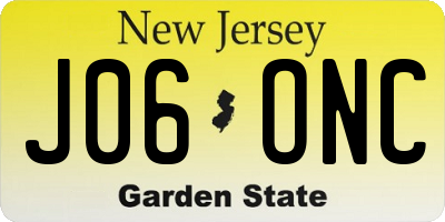 NJ license plate J06ONC