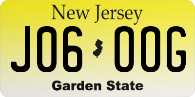 NJ license plate J06OOG