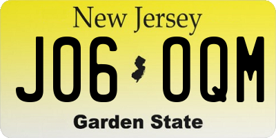 NJ license plate J06OQM