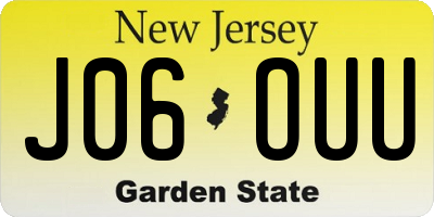 NJ license plate J06OUU