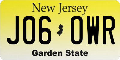NJ license plate J06OWR
