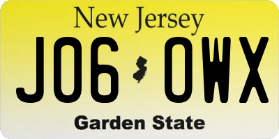 NJ license plate J06OWX