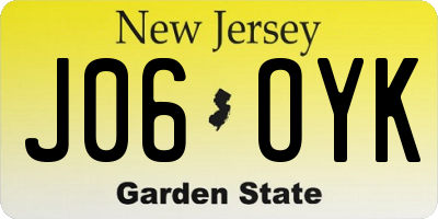 NJ license plate J06OYK