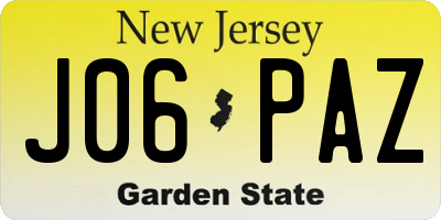 NJ license plate J06PAZ