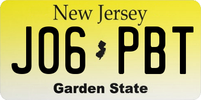NJ license plate J06PBT
