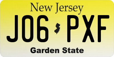 NJ license plate J06PXF