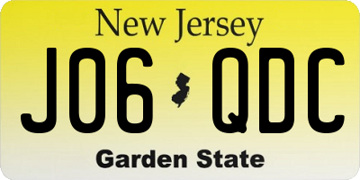 NJ license plate J06QDC