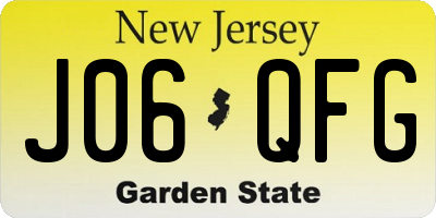 NJ license plate J06QFG