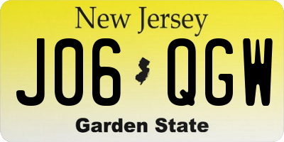 NJ license plate J06QGW