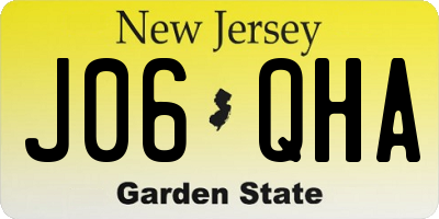 NJ license plate J06QHA