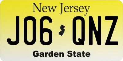 NJ license plate J06QNZ