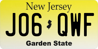 NJ license plate J06QWF