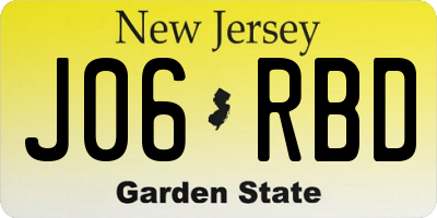 NJ license plate J06RBD