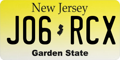 NJ license plate J06RCX