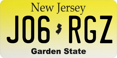 NJ license plate J06RGZ