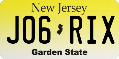 NJ license plate J06RIX