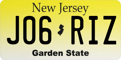 NJ license plate J06RIZ