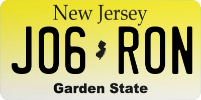 NJ license plate J06RON