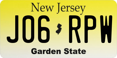 NJ license plate J06RPW