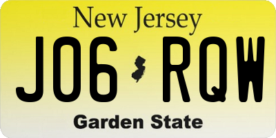 NJ license plate J06RQW