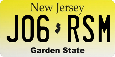 NJ license plate J06RSM