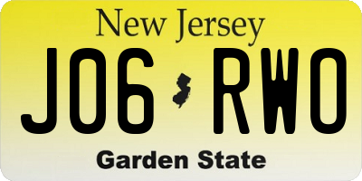 NJ license plate J06RWO