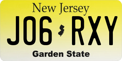NJ license plate J06RXY