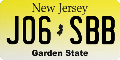 NJ license plate J06SBB