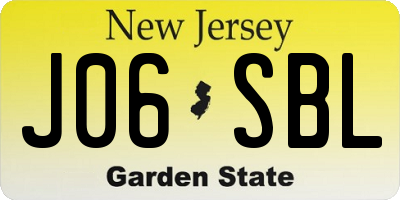 NJ license plate J06SBL