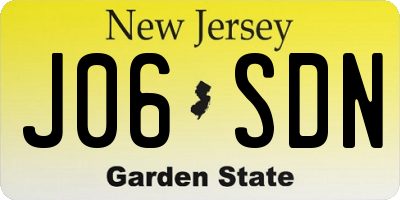 NJ license plate J06SDN