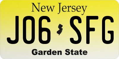 NJ license plate J06SFG