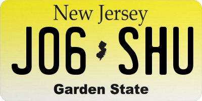 NJ license plate J06SHU