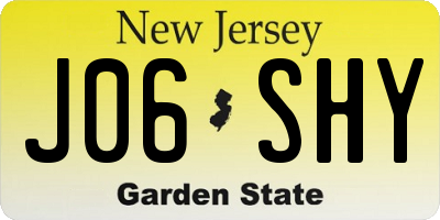 NJ license plate J06SHY