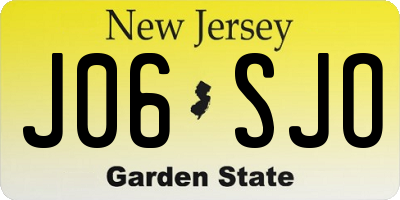 NJ license plate J06SJO